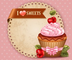 Cute cupcakes vector invitation cards 01