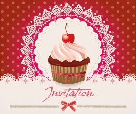 Cute cupcakes vector invitation cards 03