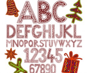 Cute holiday letters and numbers design vector 01