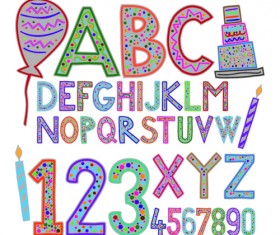 Cute holiday letters and numbers design vector 02