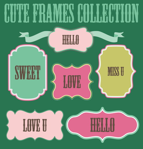 Cute sweet frames set vector graphics 02