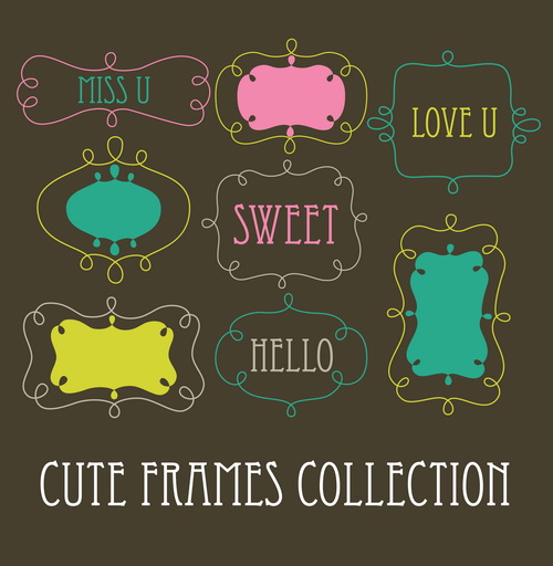 Cute sweet frames set vector graphics 03
