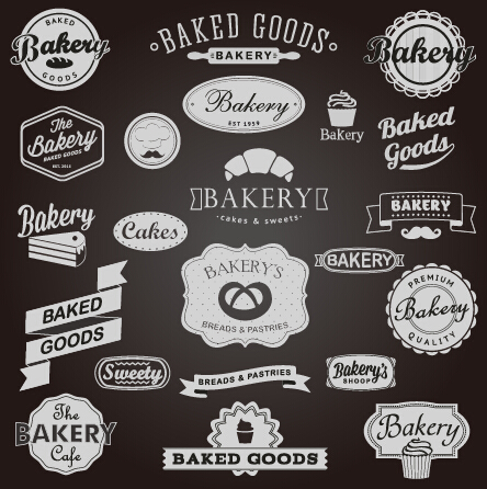 Dark vintage bakery labels vector