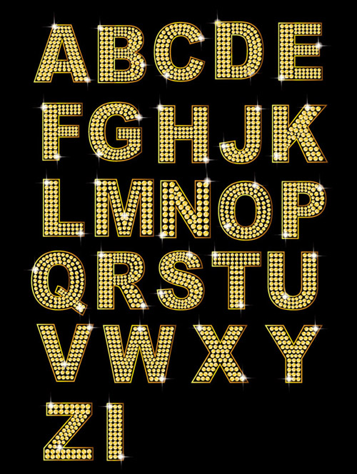Diamond and golden alphabet vector