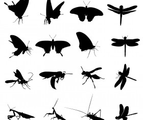 Different Insect silhouettes creative vector