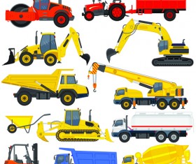 Different construction vehicles creative vector