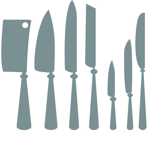 Different kitchen cutlery silhouette vector 01