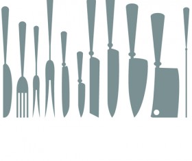 Different kitchen cutlery silhouette vector 02