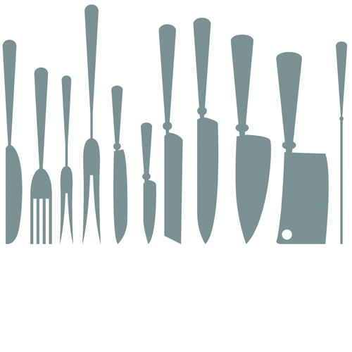 Different kitchen cutlery silhouette vector 02