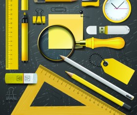 Different school supplies vector set