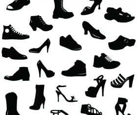 Different shoes design vector silhouette 02