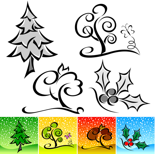 Drawing cute tree vector graphics 05