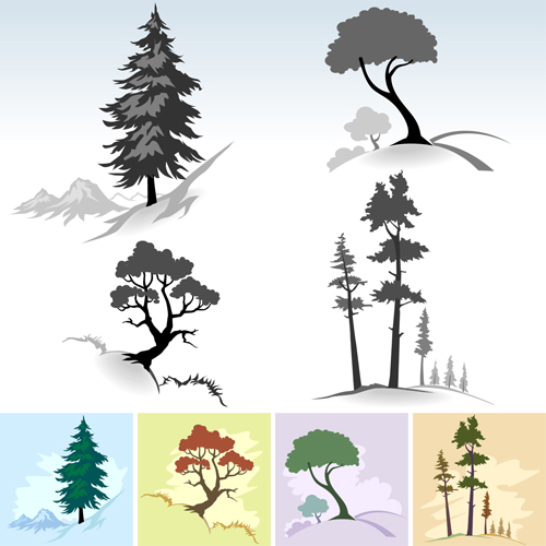 Drawing cute tree vector graphics 06