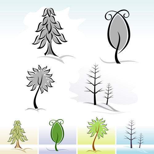 Drawing cute tree vector graphics 07