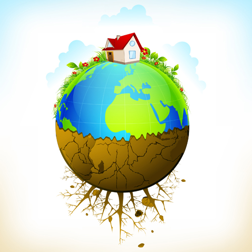 Ecology with earth concept design vector 01