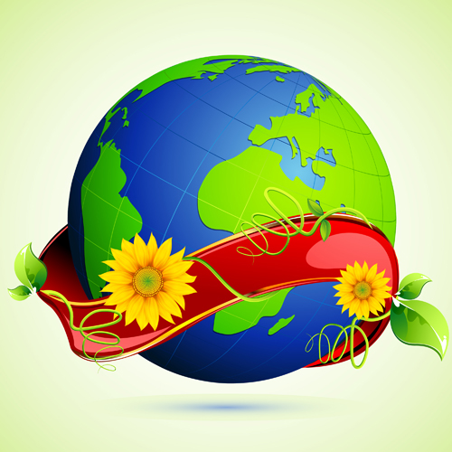 Ecology with earth concept design vector 02