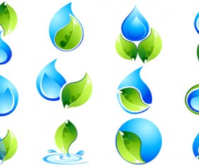 Ecology with water logos creative vector