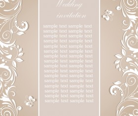 Elegant floral decor wedding invitation cards vector 03