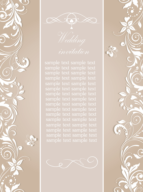 Elegant floral decor wedding invitation cards vector 03