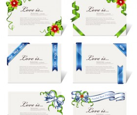 Elegant ribbon invitations cards vector material