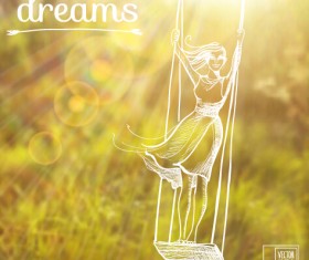 Elegant summer dreams vector background art 01