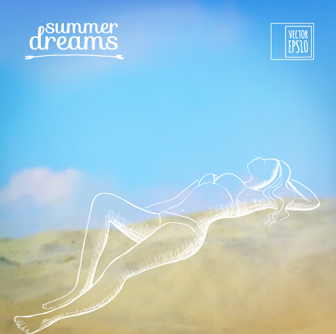 Elegant summer dreams vector background art 03