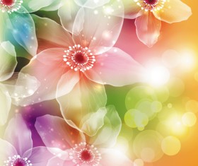 Fantasy flowers shiny vector background 01