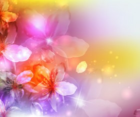 Fantasy flowers shiny vector background 02