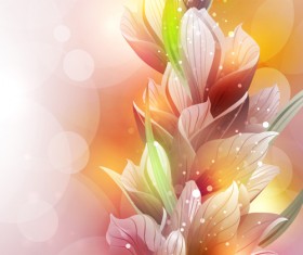 Fantasy flowers shiny vector background 03