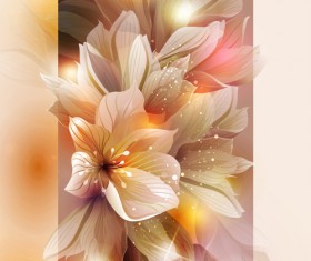 Fantasy flowers shiny vector background 04