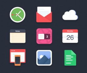 Flat application psd icons design
