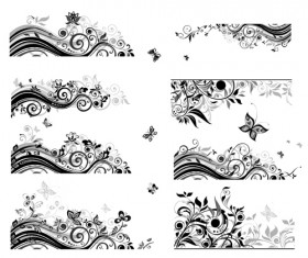 Floral border with butterflies design vector