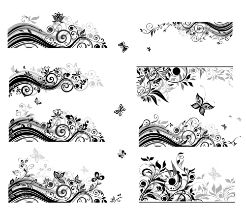 Floral border with butterflies design vector