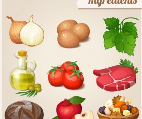 Food ingredients icons vector graphics