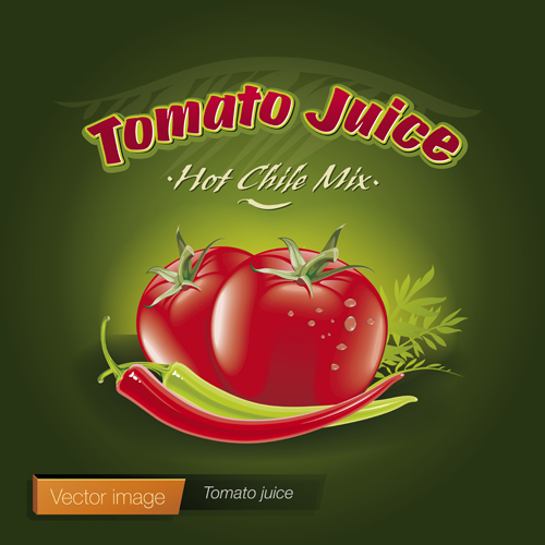 Fresh tomato retro style poster vector material 01