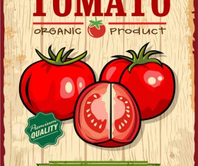 Fresh tomato retro style poster vector material 04