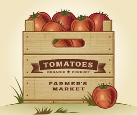 Fresh tomato retro style poster vector material 05