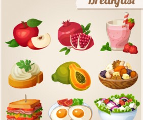 Fruit and breakfast design vector icons