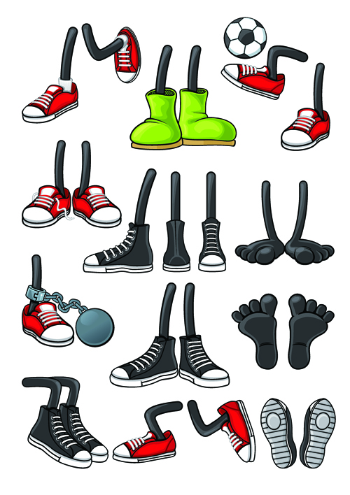 Funny cartoon shoes vector graphics