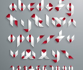 Funny origami alphabet and numbers vector