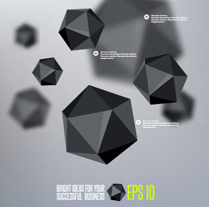 Geometric polygonal objects vector background 04