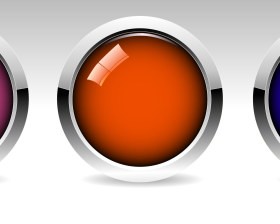 Glass textured round colored button vector
