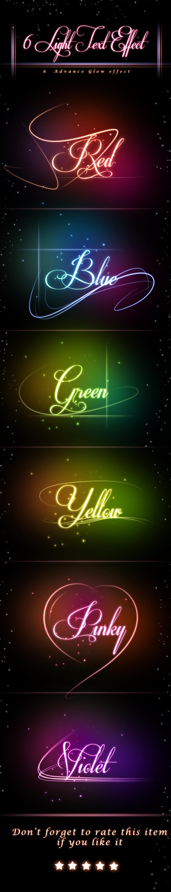 Glowing text effects psd material