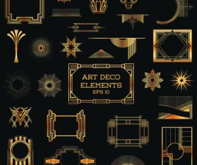 Golden art ornament elements vector 01