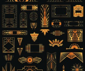 Golden art ornament elements vector 02