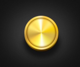 Golden round button psd material