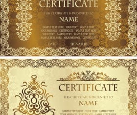 Golden template certificate design vector 01
