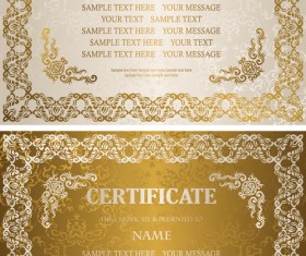 Golden template certificate design vector 02