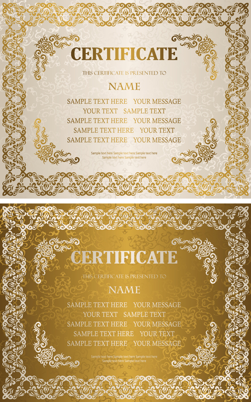 Golden template certificate design vector 02