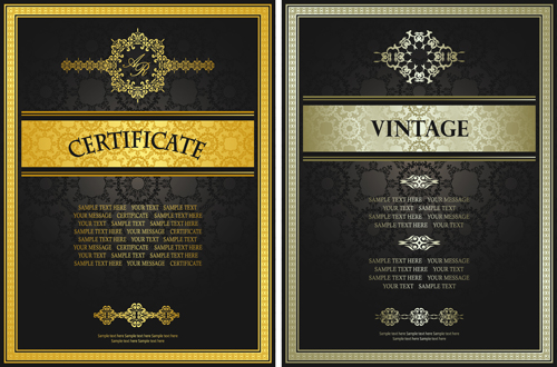 Golden template certificate design vector 03